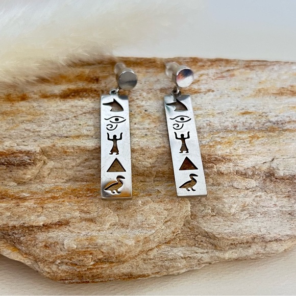 Ancient Egyptian Earrings- Protection Egyptian Earrings- Hieroglyphic  Earrings - Picture 5 of 7